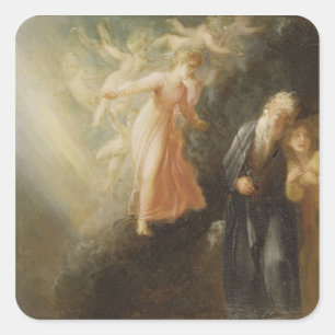 Prospero, Miranda und Ariel, "vom Sturm", c Quadratischer Aufkleber