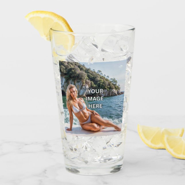 PROST! 🥂 16oz Glass Cup - Bild oder Text hinzufüg Glas (Vorderseite Ice)