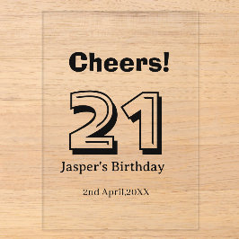 Prost 21 Geburtstag fett gedruckter Name Junge Man Acryleinladungen