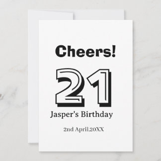Prost 21 Geburtstag fett gedruckter Name Junge Man Einladung