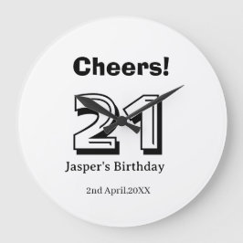 Prost 21 Geburtstag fett gedruckter Name Junge Man Große Wanduhr