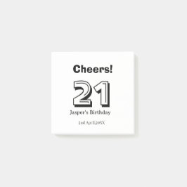 Prost 21 Geburtstag fett gedruckter Name Junge Man Post-it Klebezettel