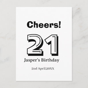 Prost 21 Geburtstag fett gedruckter Name Junge Man Postkarte