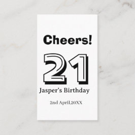 Prost 21 Geburtstag fett gedruckter Name Junge Man Visitenkarte