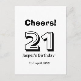 Prost 21 Geburtstag fettgedruckter Name Junge Mann Postkarte