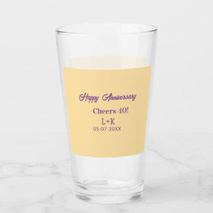 Prost 40 glückliches Jubiläum lila orange pastell Glas
