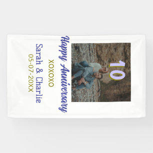 Prost auf 10 Jahre glückliches Jubiläum lila golde Banner