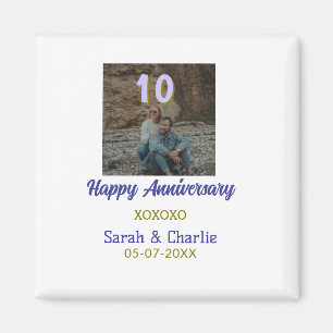 Prost auf 10 Jahre glückliches Jubiläum lila golde Magnet