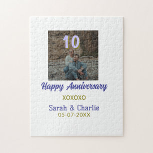 Prost auf 10 Jahre glückliches Jubiläum lila golde Puzzle