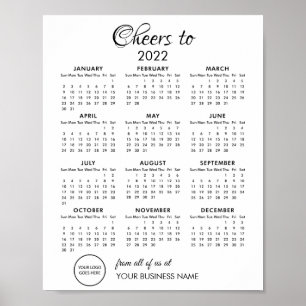 Prost auf 2022 Kalender Geschäft Logo Poster