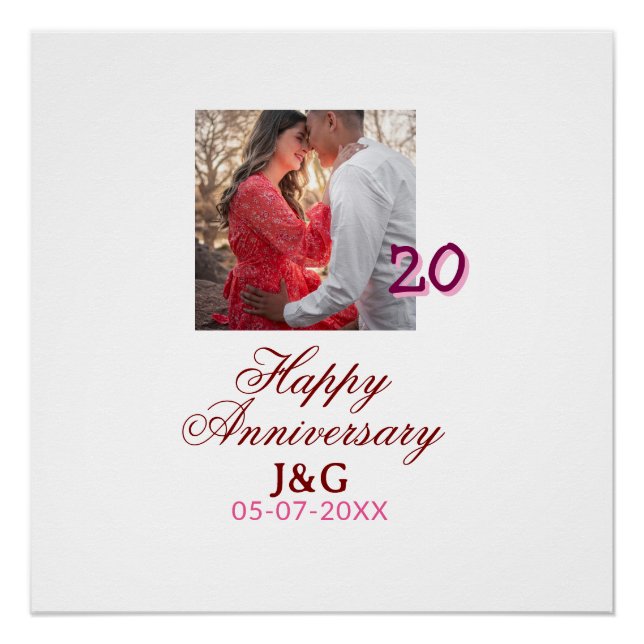 Prost auf 20 Jahre glückliches Jubiläum Foto hinzu Poster (Vorderseite)