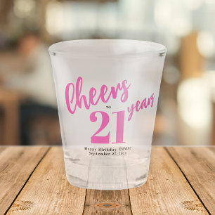 Prost auf 21 Jahre chic rosa Schrift 21. Geburtsta Schnapsglas
