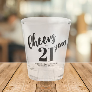 Prost auf 21 Jahre modernes Skript 21. Geburtstag Schnapsglas
