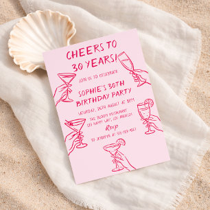 Prost auf 30 Jahre Pink Cocktail 30. Geburtstag  Einladung