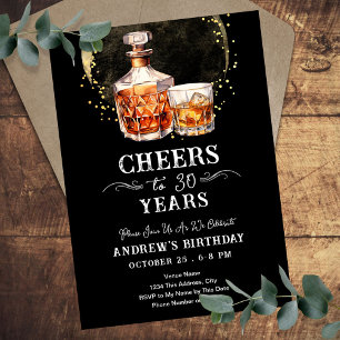 Prost auf 30 Jahre Whiskey Vintage Bar Geburtstag Einladung