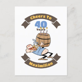 Prost auf 40 Jahre Lustige Bier-Geburtstagskarikat Postkarte