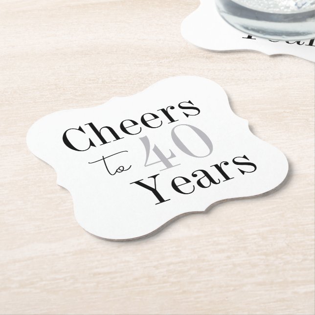 Prost auf 40 Jahre Minimal Silver Party Untersetzer (angewinkelt)