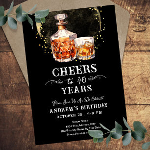 Prost auf 40 Jahre Whiskey-Erwachsenen-Geburtstag Einladung