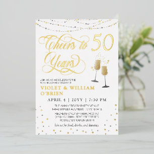 Prost auf 50 Jahre elegante Hochzeitsjubiläum Folieneinladung