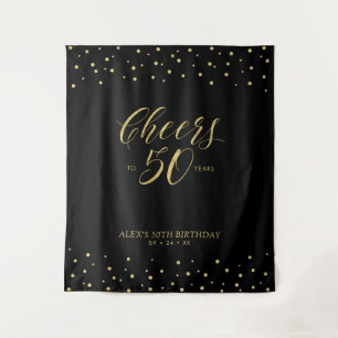 Prost auf 50 Jahre Gold & Black 50. Geburtstag Wandteppich