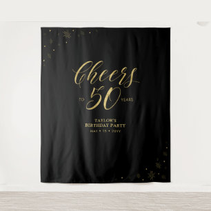 Prost auf 50 Jahre Gold & Schwarz Geburtstagspar Wandteppich
