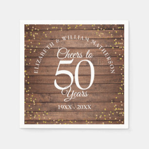 Prost auf 50 Jahre Hochzeitstag Rustikales Gold Serviette