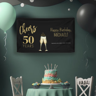 Prost auf 50 Jahre modernes Gold schwarz 50. Gebur Banner