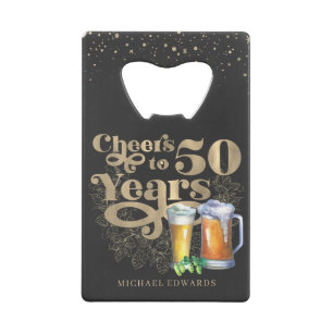 Prost auf 50 Jahre Personalisierte Vintage-Flasc Geldbeutel Flaschenöffner