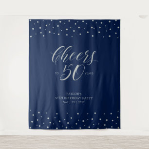 Prost auf 50 Jahre Silbernes und Navy 50. Geburt Wandteppich