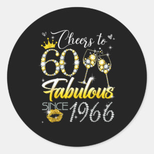 Prost auf 60 fantastisch seit 1966 60. Geburtstag Runder Aufkleber