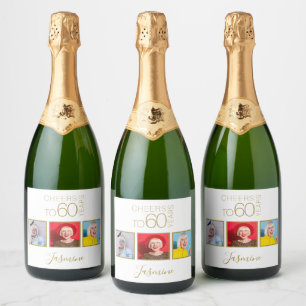 Prost auf 60 Jahre 3 Fotos Gold Eleganter Rahmen
