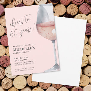 Prost auf 60 Jahre Blush Pink 60. Geburtstag Einladung