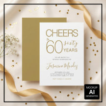 Prost auf 60 Jahre Elegantes Gold Weiß Geburtstag