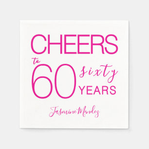 Prost auf 60 Jahre Elegantes Rosa Weiß Geburtstag Serviette
