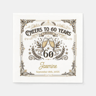 Prost auf 60 Jahre Vintage Eleganter Geburtstag Serviette