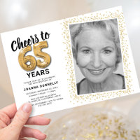 Prost auf 65 Jahre Weiße Goldene Foto-Einladung