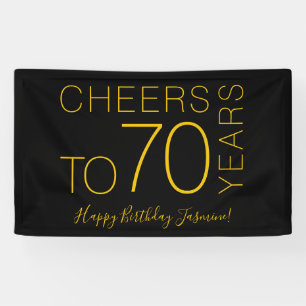 Prost auf 70 Jahre Black Gold Eleganter Geburtstag Banner