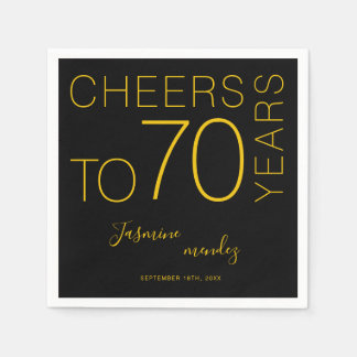 Prost auf 70 Jahre Black Gold Eleganter Geburtstag Serviette