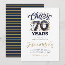 Prost auf 70 Jahre Elegant Gold Blau Geburtstag 