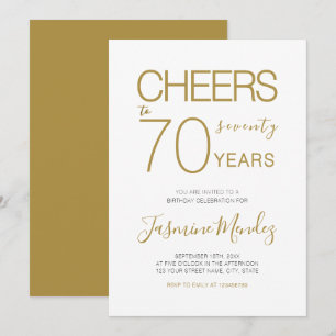 Prost auf 70 Jahre Elegantes Gold Weiß Geburtstag Einladung
