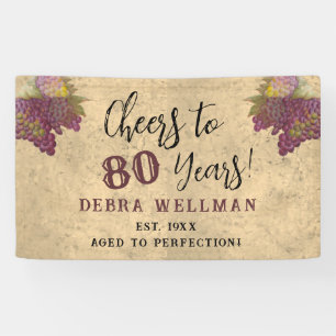 Prost auf 80 Jahre Eleganter Weinberg-Wein-Geburts Banner