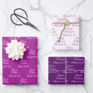 Prost auf 80 Jahre Pink Magenta 80. Geburtstag Geschenkpapier Set