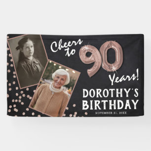 Prost auf 80 Jahre Rose Gold 2 Foto Geburtstag Banner