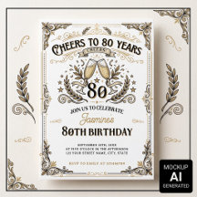 Prost auf 80 Jahre Vintage Gold White Geburtstag