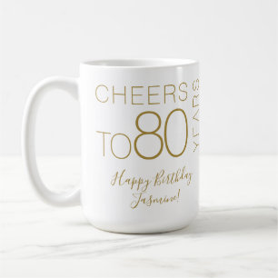 Prost auf 80 Jahre White Gold Eleganter Geburtstag Kaffeetasse