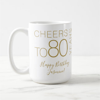 Prost auf 80 Jahre White Gold Eleganter Geburtstag Kaffeetasse