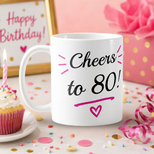 Prost auf 80 Lustigen Rosa Geburtstag zum Jubiläum Kaffeetasse