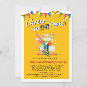 Prost auf 90 Jahre Moderne 90. Geburtstagsfeier Einladung