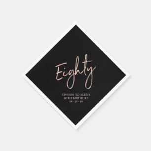Prost auf Achtzig Rose Gold & Black 80. Geburtstag Serviette