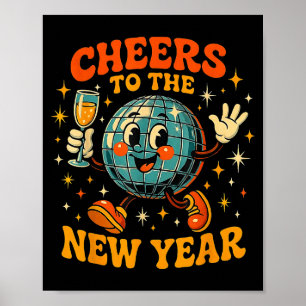 Prost auf das neue Jahr 2026 Retro-Party-Geschenk Poster